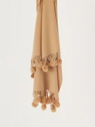 Beige shawl with pom-poms