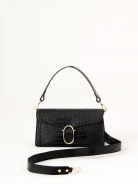 Black leather handbag