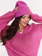 Classic ribbed knit cap in fuchsia shade