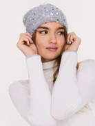 Grey mohair cap with sequins