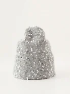 Grey mohair cap with sequins