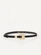 Thin suede belt with decorative buckle