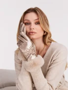 Gold long quilted fabric gloves