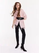 Pink knitted shawl with tassels