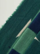 Green shawl with geometric pattern