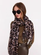 Knitted large shawl with animal pattern