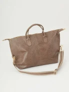Beige travel bag with crocodile texture