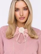 Brooch in the shape of a bow with a flower and a pendant