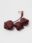 Leather keyring with burgundy roses
