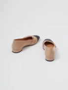 Beige leather Mary Jane pumps
