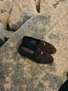 Chocolate brown moccasins made of natural leather