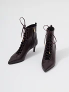 Dark burgundy leather heeled ankle boots