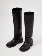 Skórzane czarne kozaki biker boots