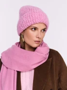 Pink warm alpaca wool hat