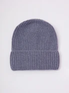 Striped gray merino hat with cashmere blend