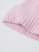 Powder pink hat with angora knit cuff