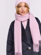 Powder pink hat with angora knit cuff