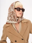 Large wool paisley scarf with silk blend