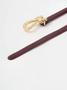 Burgundy leather belt with large buckle