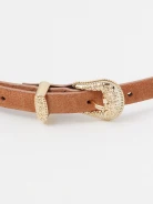 Brown suede leather belt with decorative buckle