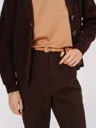 Brown suede leather belt with decorative buckle