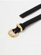 Black bombato belt with decorative buckle