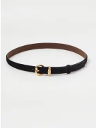 Black bombato belt with decorative buckle