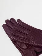 Burgundy gloves made of natural leather
