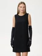 Long black gloves made of soft fabric