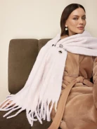 Creamy scarf with wool blend