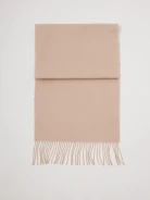 Double-sided wool scarf with fringes and cashmere accents