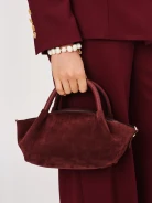 Suede handbag in burgundy