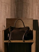 Chocolate brown leather handbag