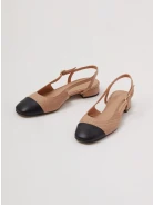 Flat leather slingback pumps