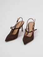 Brown leather pumps