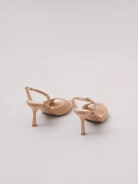 Beige open-heel pumps
