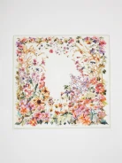 Light silk scarf with colorful flowers