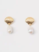 Gold-plated earrings with natural pearls