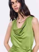 Long necklace made of natural pearls and hematite