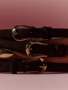 Dark brown bombato leather belt
