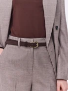 Dark brown bombato leather belt