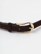 Dark brown bombato leather belt