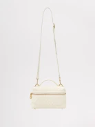 Cream-colored quilted satchel