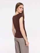 Brown blouse with short raglan sleeves