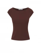 Brown blouse with short raglan sleeves