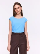 Blue short-sleeved blouse