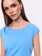 Blue short-sleeved blouse