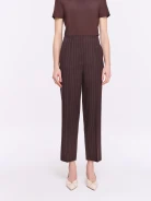 Brown striped cigarette pants