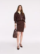 Chocolate suede leather skirt