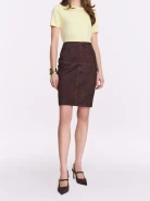 Chocolate suede leather skirt